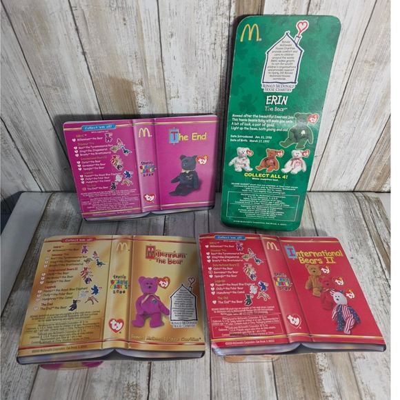 Ty Beanie Babies McDonald's Collection Set 4 Bears Millennium Erin End Germania - Picture 12 of 12